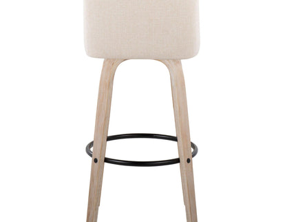 Toriano - Mid-Century Modern Fixed Height BarStool With Round Footrest (Set of 2)