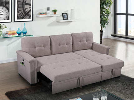 Ashlyn - Reversible Sleeper Sectional Sofa With Storage Chaise, USB Charging Ports And Pocket