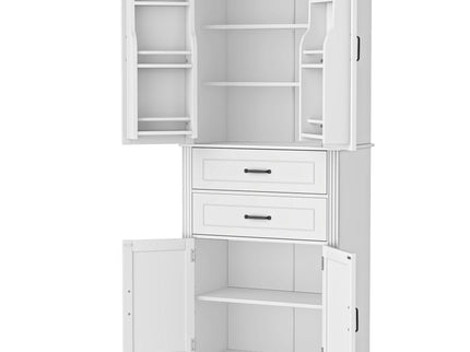 Multi Functional Storage Cabinet With Adjustable Shelves, 2 Drawers, Door Shelves