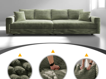 Convertible Deep Seat Sofa With Soft Pillows And Ottomans