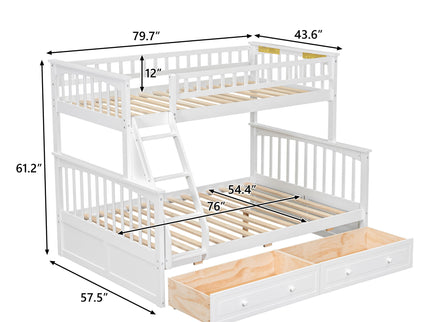 Bunk Bed With Drawers, Convertible Storage Bed