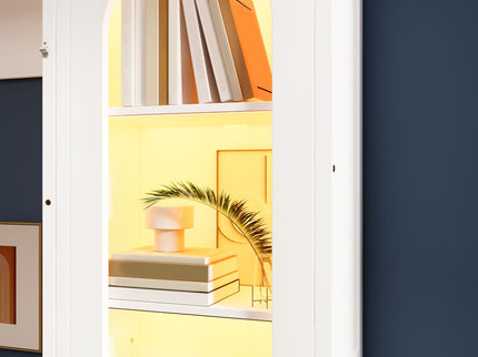 French Style Murphy Platform Bed With Shelf, Side Cabinets, Drawers And LED