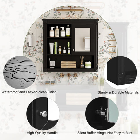 Wall-Mounted Bathroom Cabinet With Mirror And Adjustable Shelves