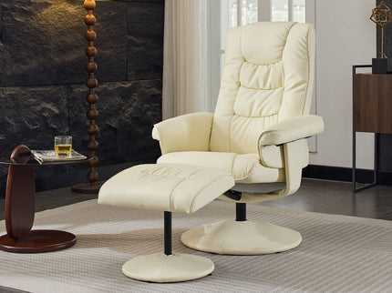 Recliner Chair With Ottoman, 360° Swivel Massage Lounge Chair With 5-Point Vibration & Heated Seat