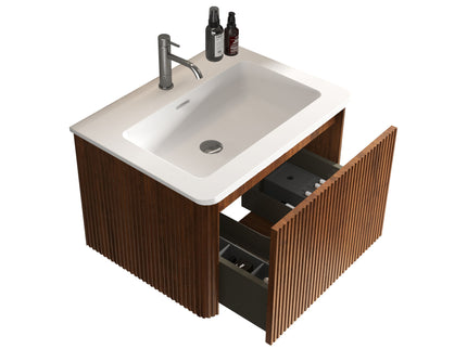 Etna - Striped Bathroom Vanity With Ceramic Sink, Wall Mounted Floating Bathroom Vanity For Modern Bathroom