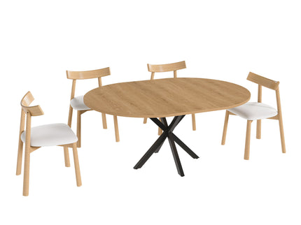 Modern Extendable Round Dining Table Set, Table With Chairs
