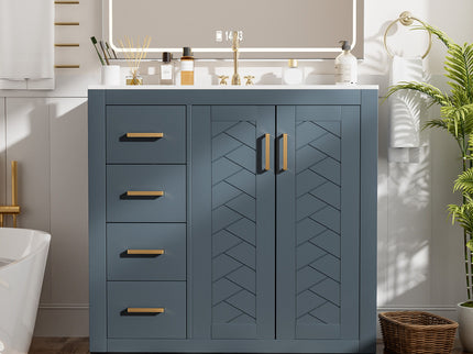 Bathroom Vanity With Sink Combo, Storage Cabinet, Freestanding Set With 3 Drawers & Soft Closing Doors