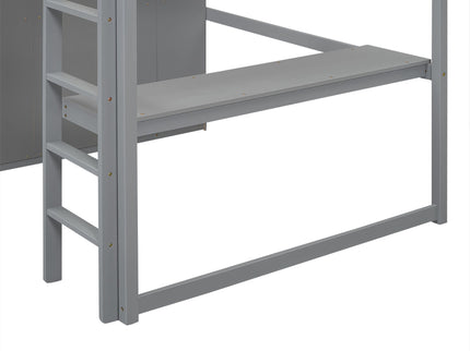 Loft Bed With Built In Wardrobe, Shelves And Drawers