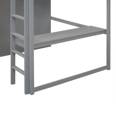 Loft Bed With Built In Wardrobe, Shelves And Drawers