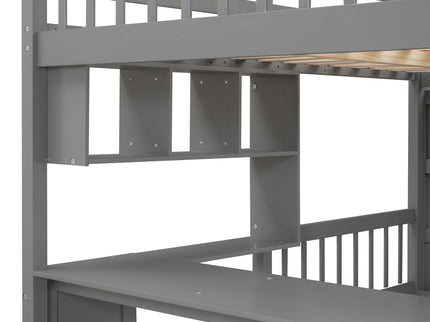 Bunk Bed With Desk, Drawers And Shelves