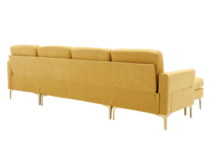 Modern L - Shape Convertible Sectional Sofa With Movable Ottoman