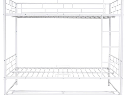 Metal Bunk Bed With Shelf And Guardrails