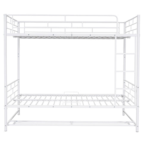 Metal Bunk Bed With Shelf And Guardrails