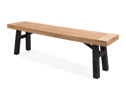 Outdoor Bench With Slat Panel Design And Acacia Wood Frame
