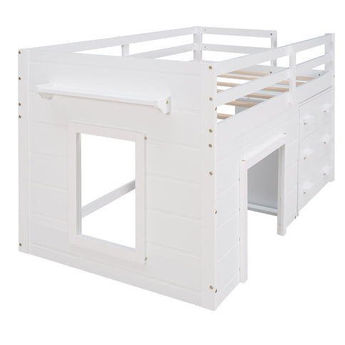 Loft Bed With Cabinet And Shelf