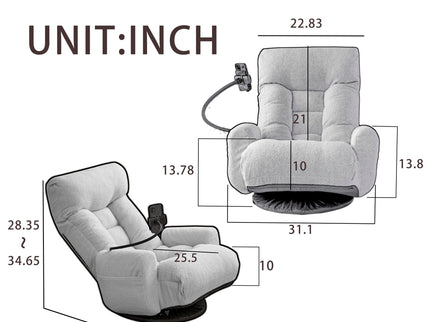 Adjustable Swivel Lounge Chair With 360 Degree Rotating Seat And Headrest Support