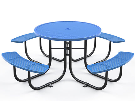 Round Outdoor Steel Picnic Table 46" With Umbrella Pole