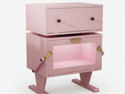Robot LED Nightstand With 360° Rotating Drawer