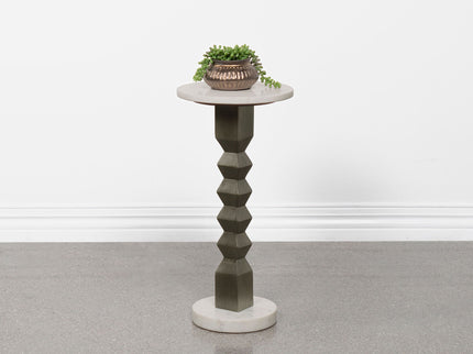 Selena - Round Side Table - White / Gray