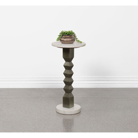 Selena - Round Side Table - White / Gray