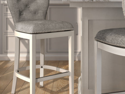 Upholstered Swivel Stool With Back