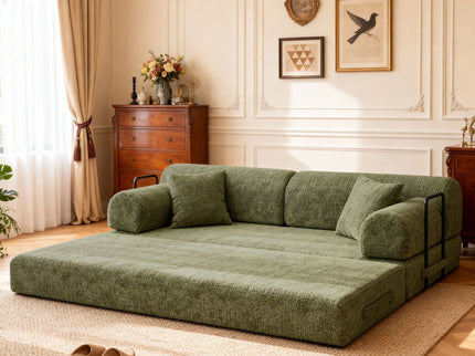 Modern 2 Tone Fabric Convertible Sleeper Sofa Bed