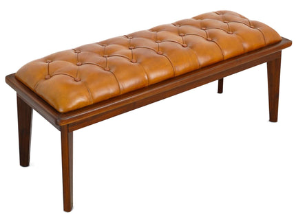 Arden - Bench With Buttons - Brown / Rustic / Tan