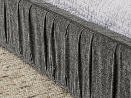 Modern Upholstered Platform Bed Frame With Pleated Design