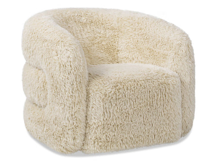 Colt - Fur Swivel Upholstered Barrel Accent Arm Chair - Cream Beige