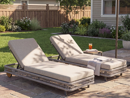 Outdoor Chaise Lounge & Wheels, 5 Position Adjustable Backrest