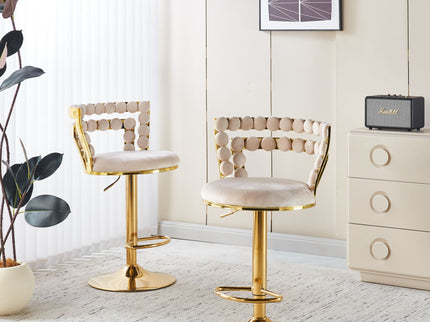Modern Bar Chair With Iron Tube Legs, Soft Cushions And Comfortable Backrest (Set of 2)