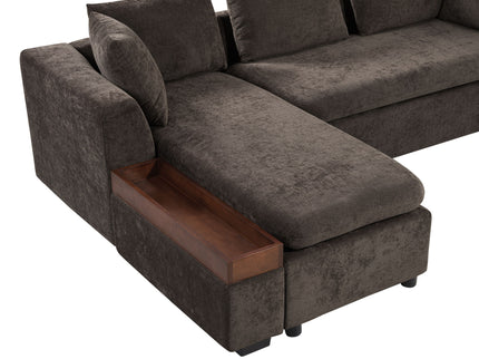 Modern L Shaped Sectional Sofa With Upholstery And Wooden Storage