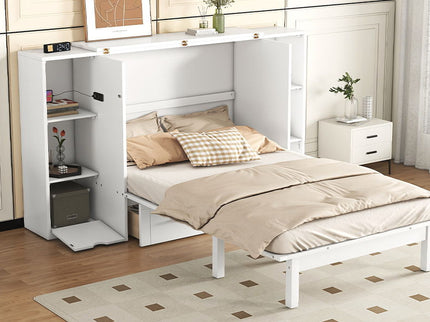Murphy Bed With Shelves, Drawers And USB Ports