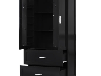 Tall Bathroom Storage Cabinet With 2 Doors And Drawers, Adjustable Shelf