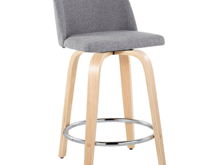 Toriano - Contemporary Fixed Height Counter Stool & Swivel And Round Footrest (Set of 2)