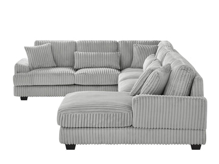 U - Shaped Sectional Sofa With Chaise Lounge, Oversized Living Room Sofa - Gray