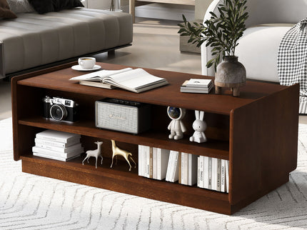 Modern Rectangle Coffee Table With 4 Drawers And 2 Display Shelves