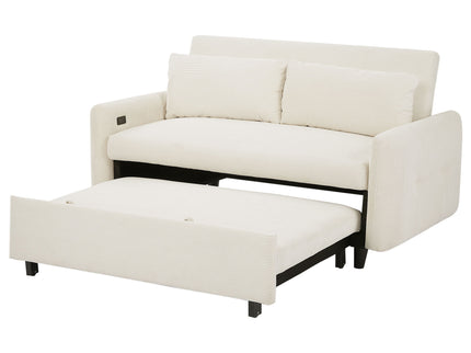 Pull-Out 2 Seat Modern Sleeper Sofa With 2 Throw Pillows And USB Ports