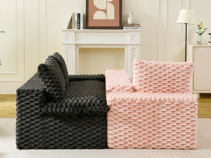 Multifunctional Sofa Pink Black, Fits 4 People