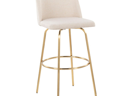 Toriano - Contemporary Fixed Height Barstool With Swivel And Round Footrest (Set of 2)
