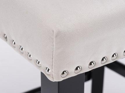 Contemporary Upholstered Wing-Back Barstools With Button Tufted Decoration And Wooden Legs, And Nailhead Trim, Leisure Style Bar Chairs, Bar Stools (Set of 2)