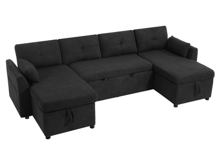 U-Shaped Sectional Sofa Bed With Storage And USB Ports