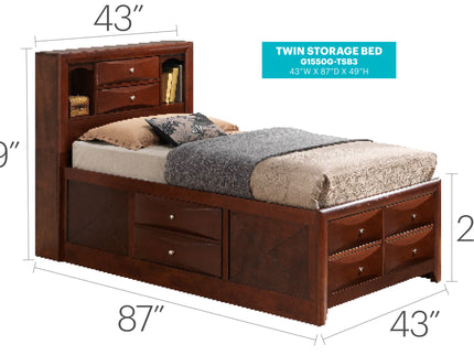 Modern Design Storage Bed With Bookcase Headboard