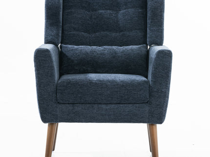Modern Accent Chair, Arm Chairs For Living Room, Upholstered Mordern Armchair, Comfy Soft Padded Lounge Chair In Small Space, Bedroom, With Pillow, Solid Wood Leg