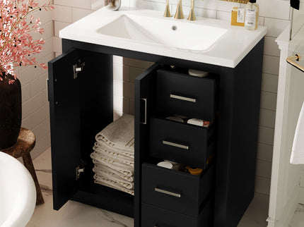 Bathroom Vanity With Sink, Storage Cabinet, Freestanding Set With 3 Drawers & Soft Closing Doors