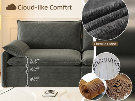4 Seat Convertible Sleeper Sofa Bed, Modern With Storage