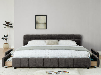 Modern Platform Bed Frame With Thick Fabric