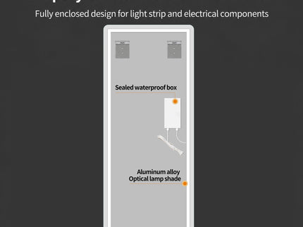 LED Full Length Mirror With Frosted Edge Lighting, 3 Color Temperatures