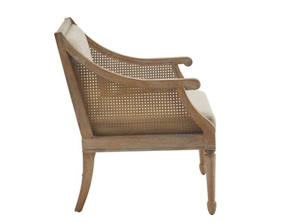 Transitional Cane Accent Armchair And Back Cushion - Natural
