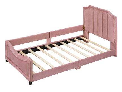 Upholstered Daybed With Classic Stripe Shaped Headboard